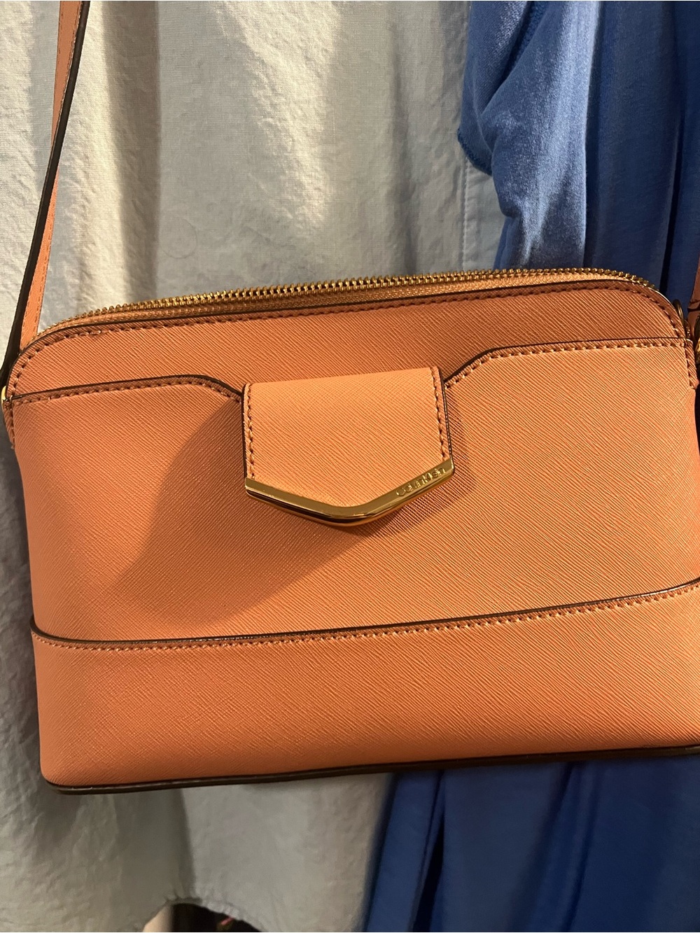Soft pink Crossbody Shoulder Bag with Gold Accent